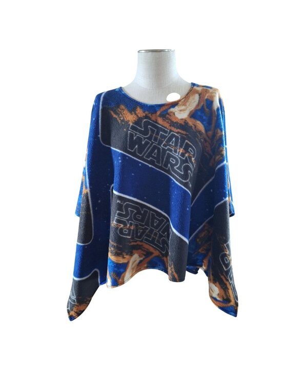 Star Wars Other - Original Star Wars Fleece Handmade Poncho Blue Orange Lightweight